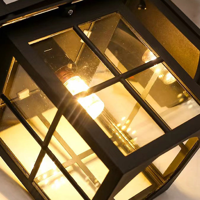 Moderne Enkelhet Vanntett Aluminium Kvadratisk Glass Skjerm 1-Lys Vegglampe For Utendørs Patio | Luvikno