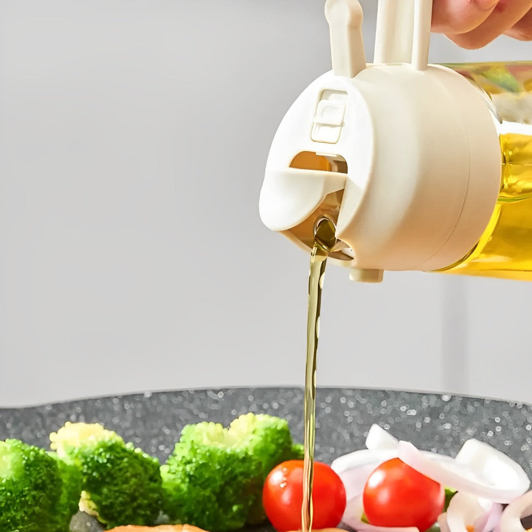 2-i-1 Olivenolje Dispenser og Spray for Matlaging, Salat, Steking og BBQ Luvikno