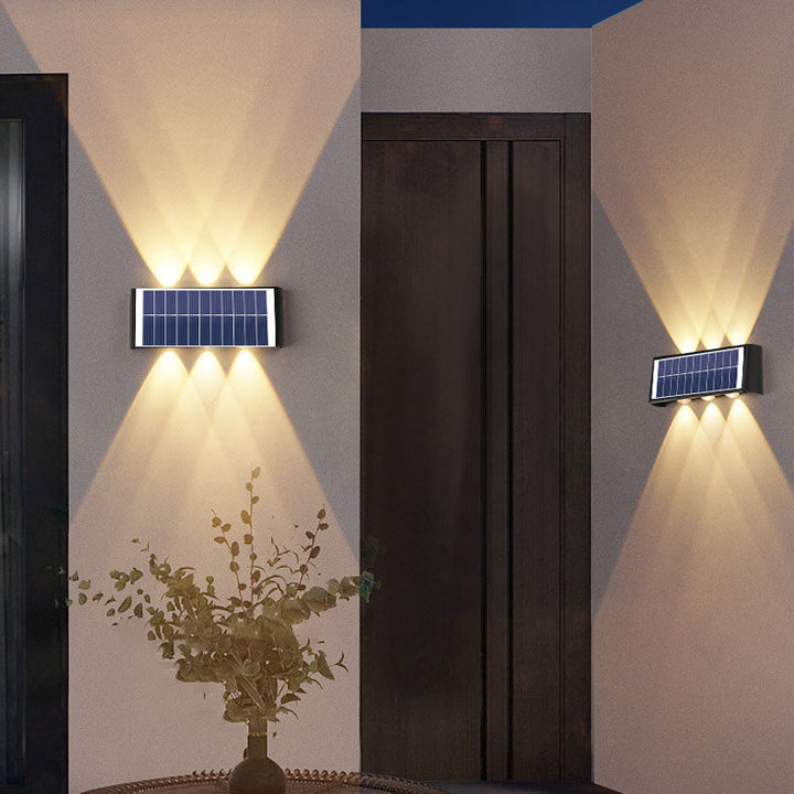 Luvikno | Lumiora Moderne Solar-LED Vegglampe for Utebruk | Rektangulært Design | IP56 Vanntett | Ulike Størrelser og Lys Intensiteter
