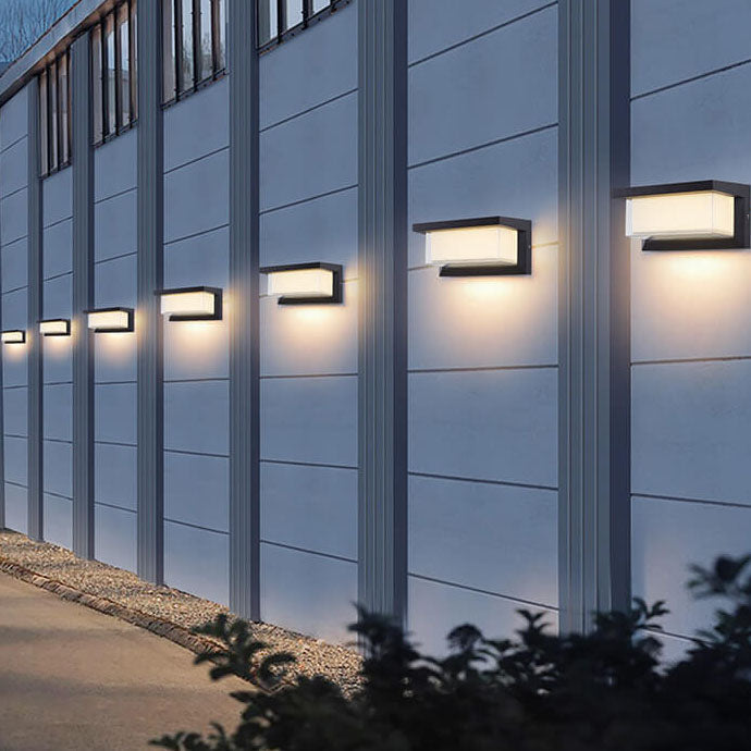 Moderne minimalistiske solrektangel PC LED utendørs vegglampe for utendørs patio | Luvikno