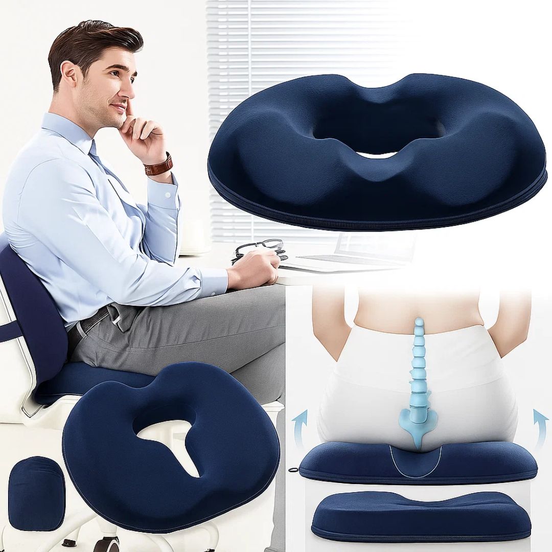 SitRelief | Donut Setepute – Halebein & Hemoroide Lette – Minne Skum – Vaskbar Deksel – Kontor, Reise, Postpartum Bruk Luvikno