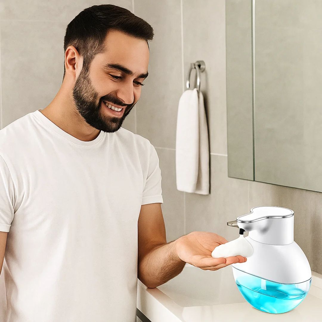 PureFoam | Berøringsfri Skumsåpe Dispenser – Infrarød Sensor – IPX5 Vannavvisende – USB Oppladbar Hygiene Luvikno
