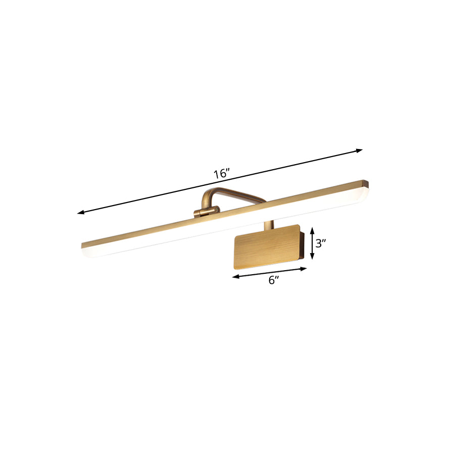 LED Innendørs Vegglampe med Ultra-Tynn Akrylskjerm Børstet Messing Vanity Sconce Lys i Varme/Hvit Belysning, 16"/19.5" B | Luvikno