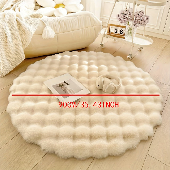 Rund fluffy teppe for stilige rom – Mykt teppe for stue og soverom | Luvikno