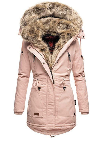 Luvik | Naisten foretti puffer-takki, jossa irrotettava tekoturkiskaulus ja käytännölliset vetoketjutaskut