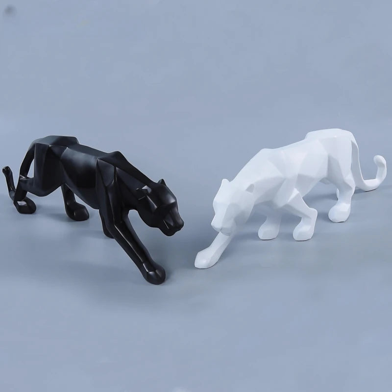 PantherSculpt – Elegant Svart-Hvit Panther Statuer Luvikno