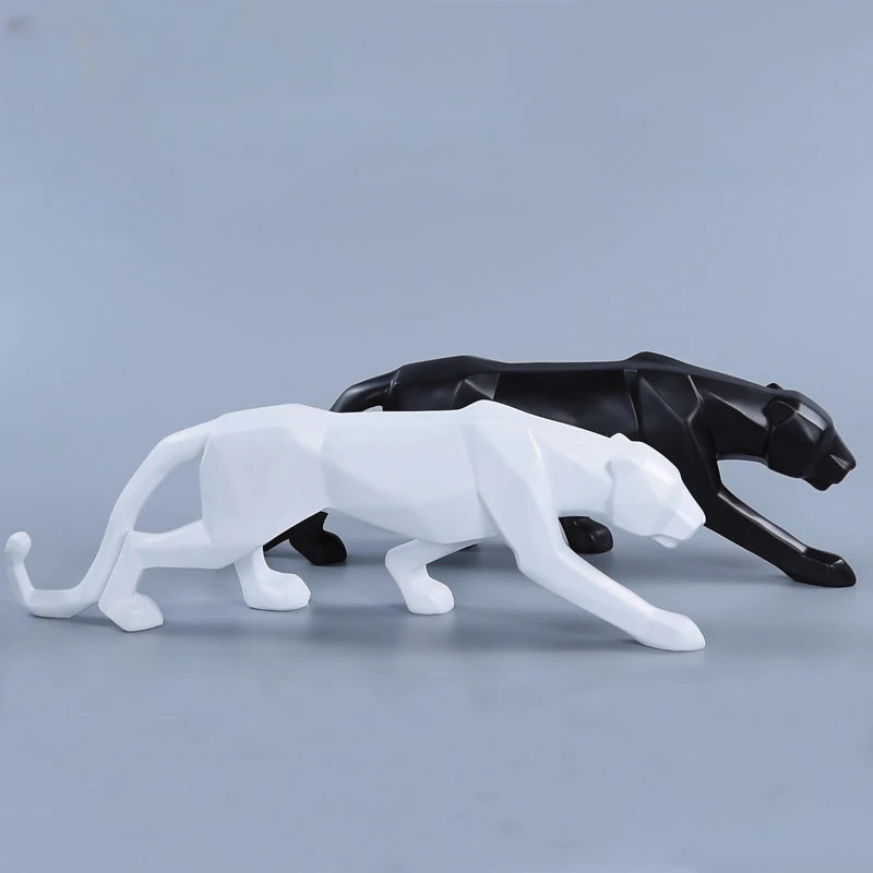 PantherSculpt – Elegant Svart-Hvit Panther Statuer Luvikno
