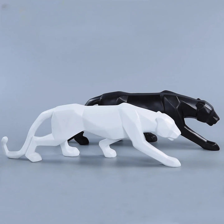 PantherSculpt – Elegant Svart-Hvit Panther Statuer Luvikno