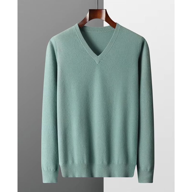 Luvik | Kashmir Polo Menn, V-hals, Myk Kashmir Strikkemateriale