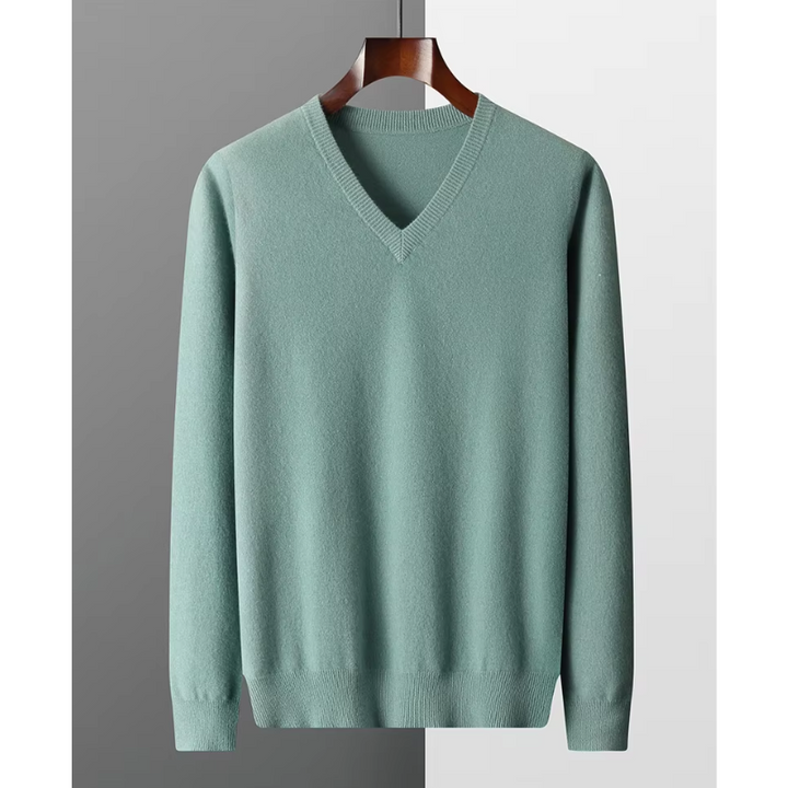 Luvik | Kashmir Polo Menn, V-hals, Myk Kashmir Strikkemateriale