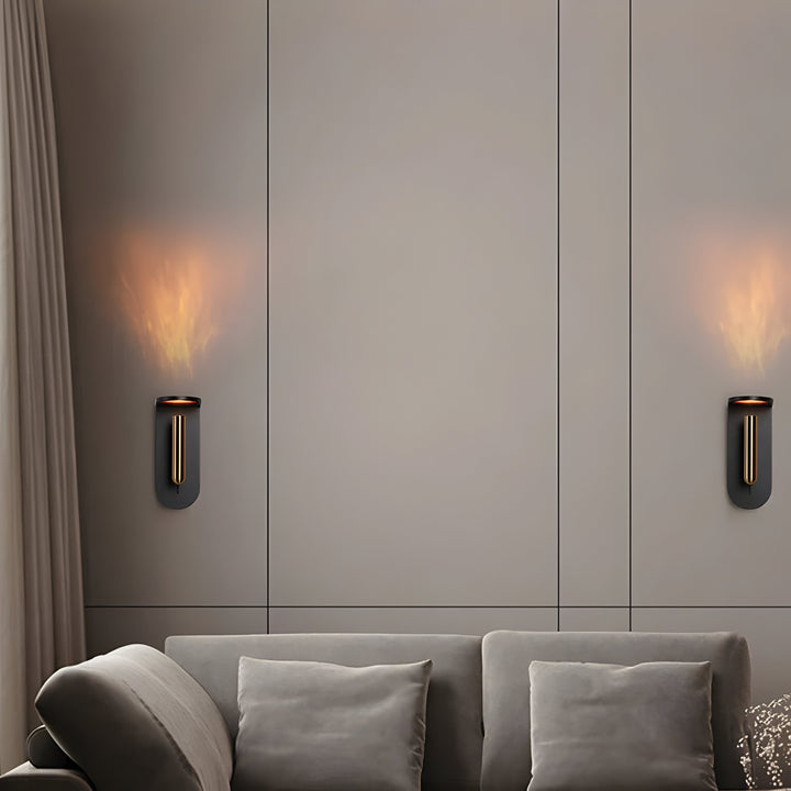 Justerbar nordisk LED-vegglampe med flammeeffekt Luvikno