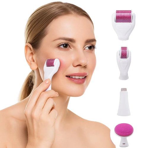 DermaGlow Microneedling Derma Roller Kit – Anti-Aging – Titannåler – Hjemmeskincare for Kvinner Luvikno