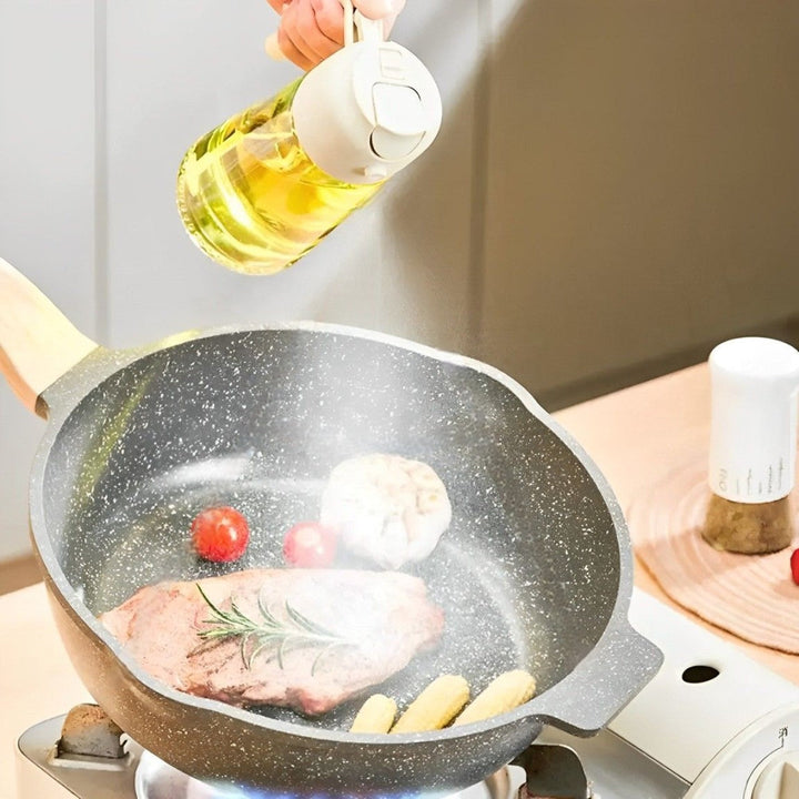 2-i-1 Olivenolje Dispenser og Spray for Matlaging, Salat, Steking og BBQ Luvikno