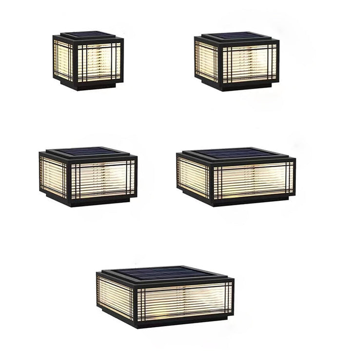 Tradisjonelt kinesisk kvadrat aluminium glass 1-lampe post hode lys for hage | Luvikno