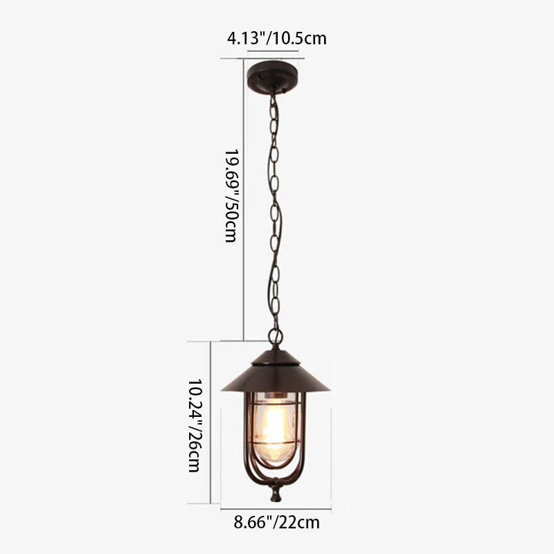 Industriell vintage aluminium bur glass 1-lampe utendørs vanntett pendellampe | Luvikno