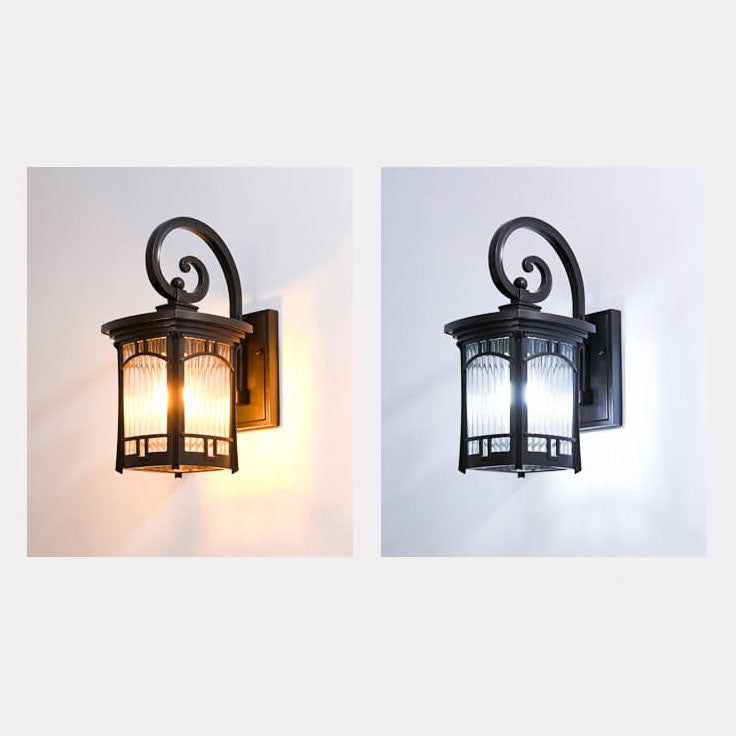 Moderne firkantet aluminiums glass utskåret 1-lampe utendørs vanntett vegglampe | Luvikno