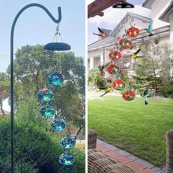 ChimeFeeder håndlaget glass colibri mater med vindklokke Luvikno