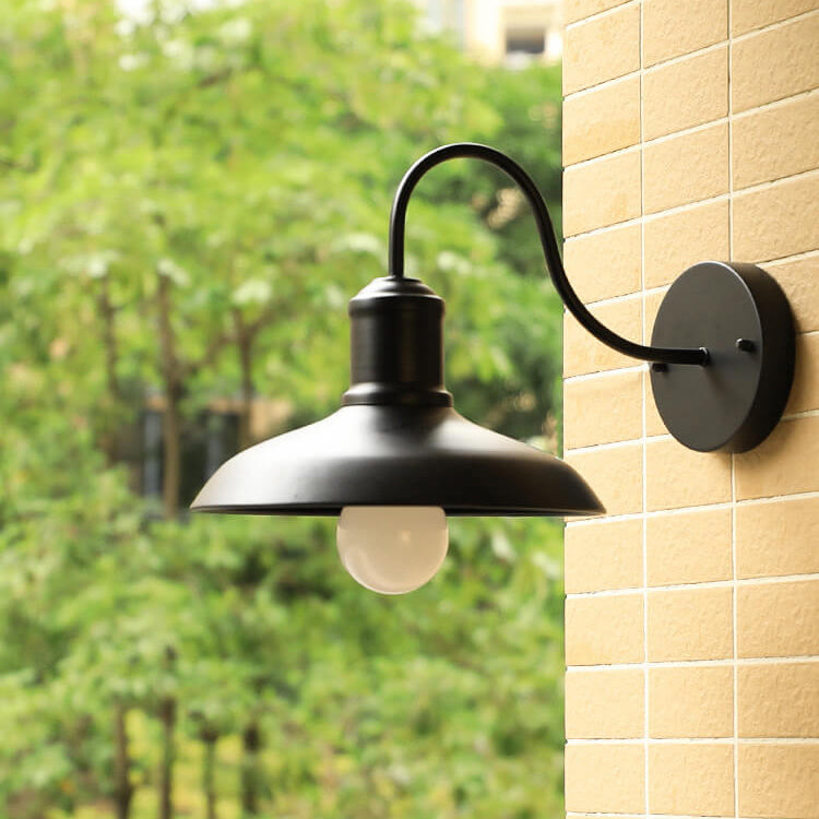 Retro Loft Dome Jern Utendørs Vanntett 1-Lyskilde Buet Arm Vegglampe | Luvikno