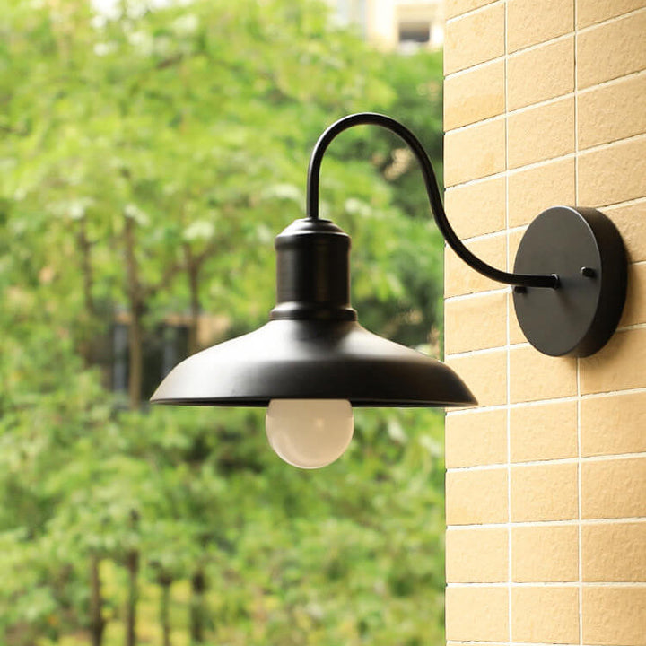 Retro Loft Dome Jern Utendørs Vanntett 1-Lyskilde Buet Arm Vegglampe | Luvikno