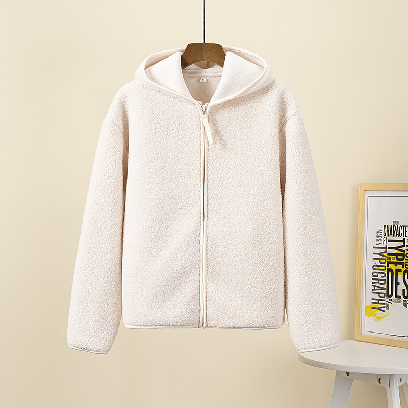 Luvik | Damejakke laget av varmt fleece-materiale, langermet hettegenser med glidelås