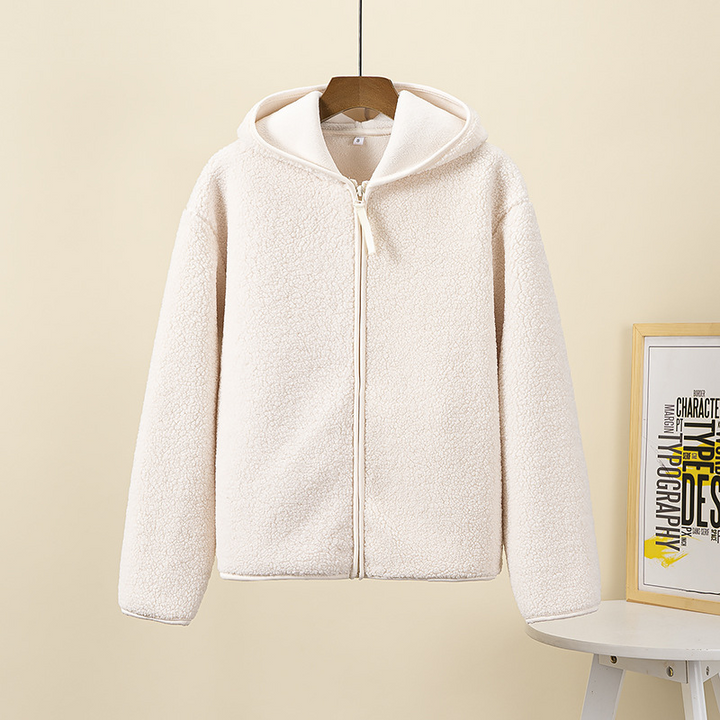 Luvik | Damejakke laget av varmt fleece-materiale, langermet hettegenser med glidelås