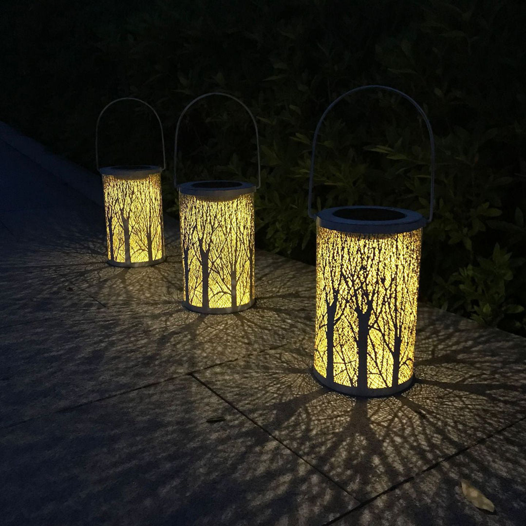 Moderne Art Deco Sol Sylinder Skjelett Lantern Jern LED Utendørs Landskapslys For Hage | Luvikno