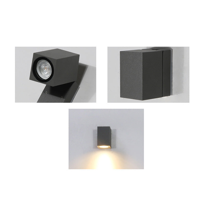Moderne Industriell Rektangulær Aluminium 1-Lys Utendørs Vegglampe For Hage | Luvikno