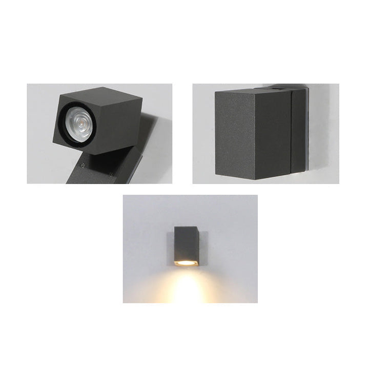 Moderne Industriell Rektangulær Aluminium 1-Lys Utendørs Vegglampe For Hage | Luvikno