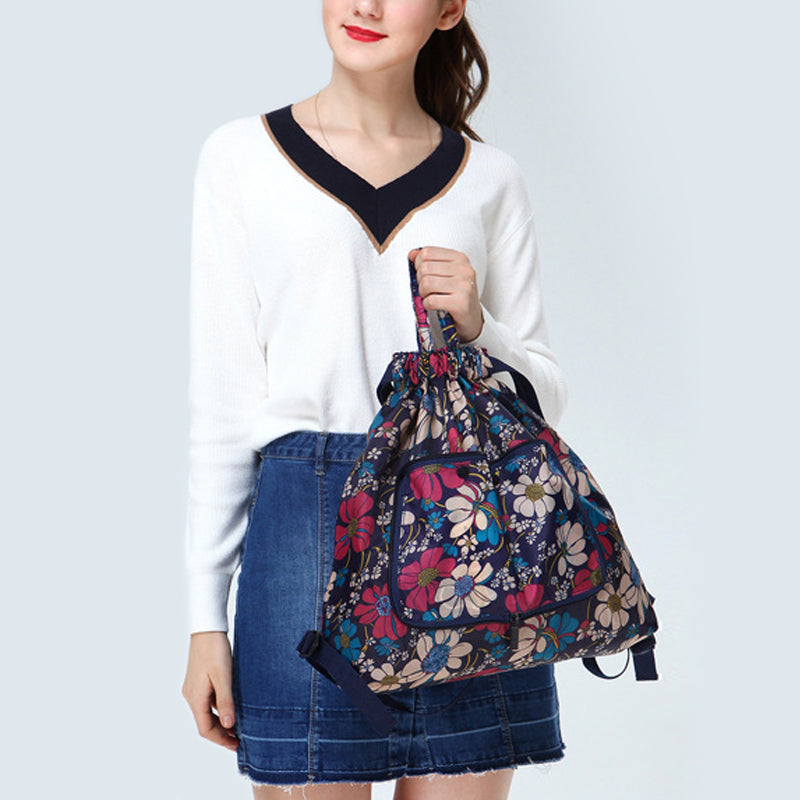 Samlebar trykt nylon ryggsekk med snor | Luvikno