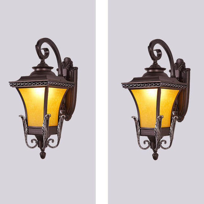 Europeisk Vintage Utendørs Firkantet Bur Aluminium Glass 1-Lys Vegglys | Luvikno