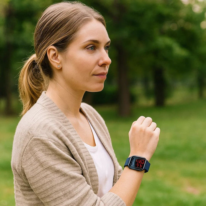 GlucoWell | Ikke-invasiv diabetes-smartklokke – Blodsukkermåler – HD-skjerm – Smertefri glukoseovervåking for voksne Luvikno