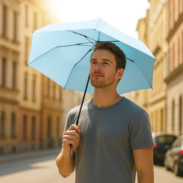 UrbanBrolly | Mini UV Sammenleggbar Paraply – UPF 50+ Solbeskyttelse – Vannavvisende – Lett Bærebar Størrelse Reise Bruk Luvikno