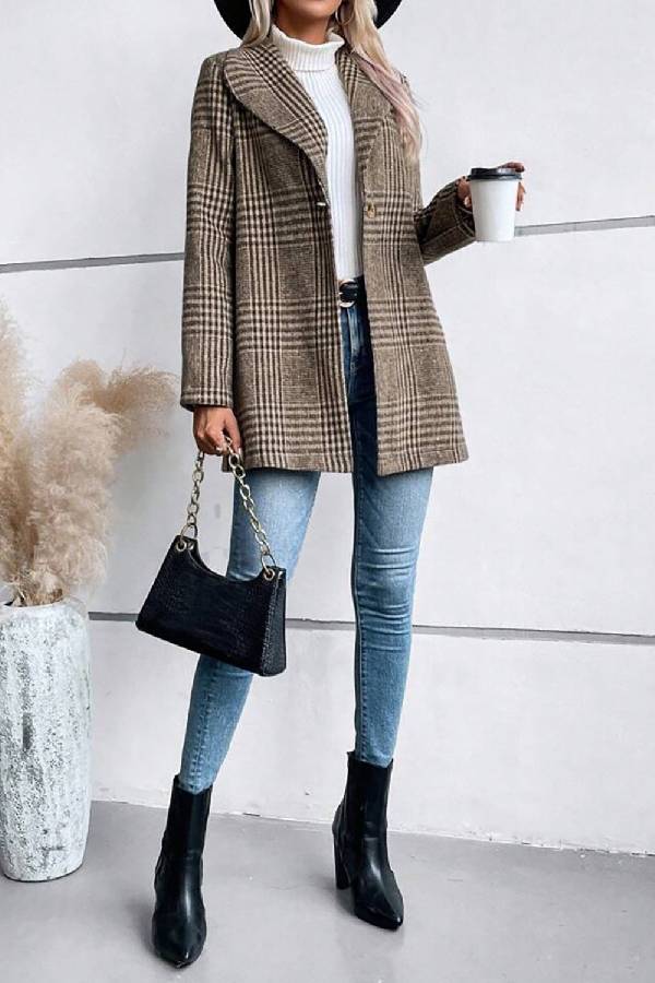 Luvik | Kokoelma Ruudullinen Kaulus PitkähihaTakki