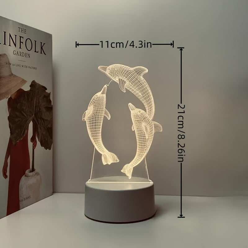 GeoDolphin - Trendy 3D Illusion Bordlampe Luvikno