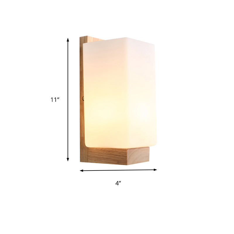 Japansk stil kuboid vegglampe med ett lys frostet glass veggbelysning i hvitt for kontor hotell | Luvikno