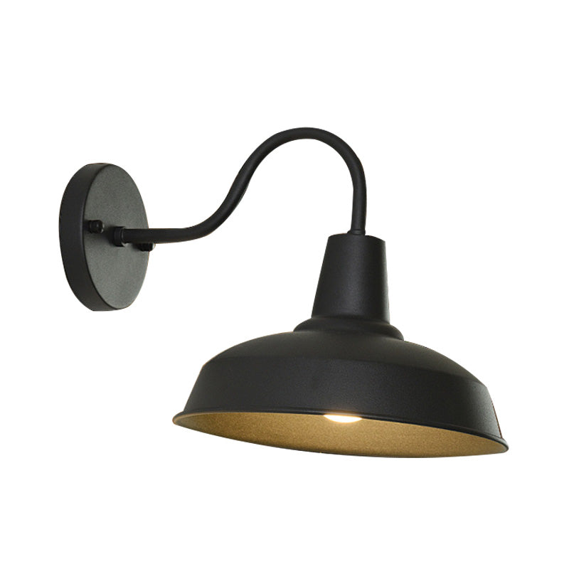Farmhouse Låve Vegglampe Belysning 1 Pære Metallisk Vegglampe med Gåsehalsarm i Svart til Veranda | Luvikno