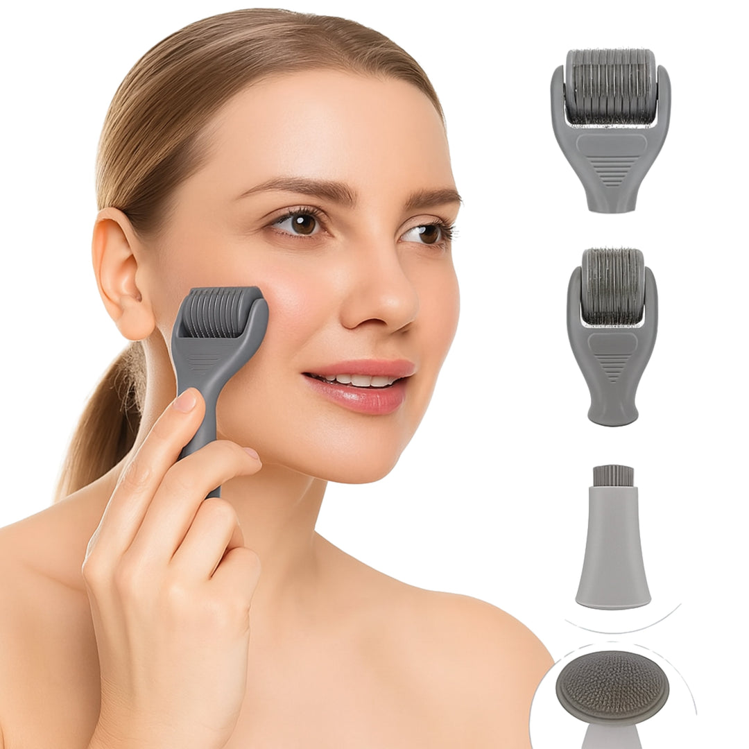 DermaGlow Microneedling Derma Roller Kit – Anti-Aging – Titannåler – Hjemmeskincare for Kvinner Luvikno