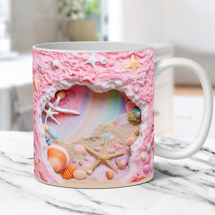 3D Ocean Beach Break Through Theme Kaffeekopp | Luvikno