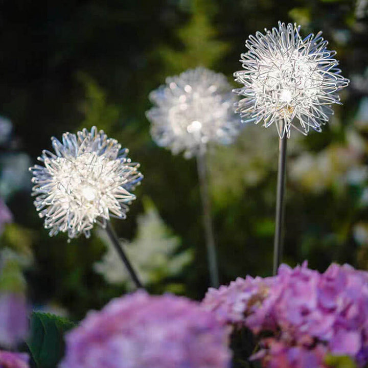 Solar Dandelion Aluminiumtråd Globe Lys LED Utendørs Vanntett Luminøs Hageinnsetting Bakkelys Landskapslys | Luvikno