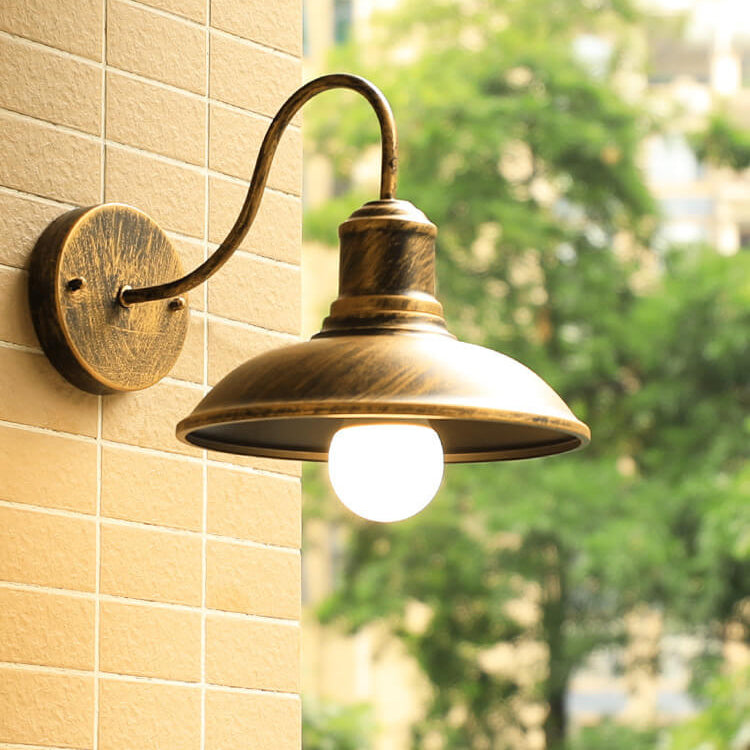 Retro Loft Dome Jern Utendørs Vanntett 1-Lyskilde Buet Arm Vegglampe | Luvikno