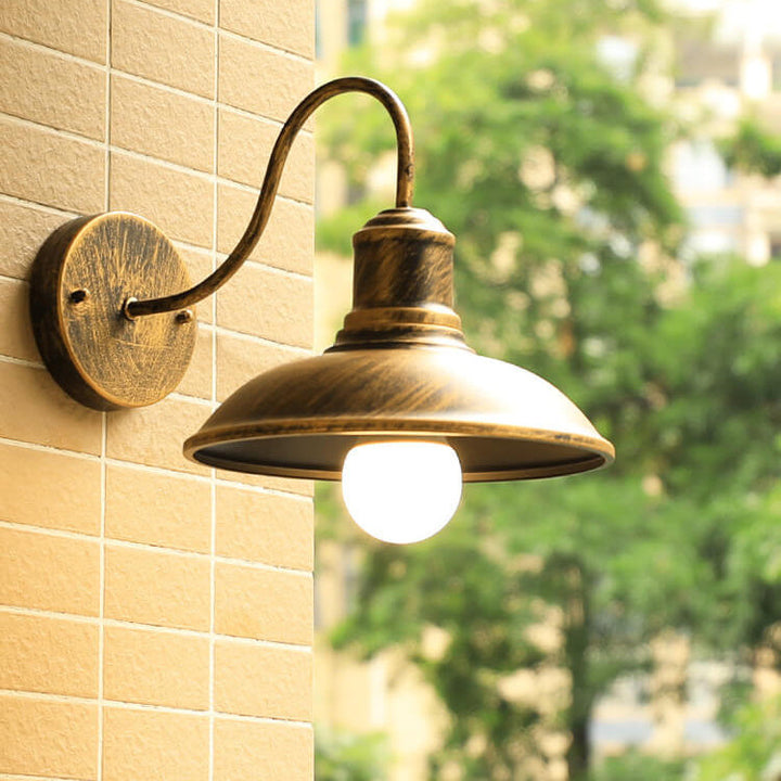 Retro Loft Dome Jern Utendørs Vanntett 1-Lyskilde Buet Arm Vegglampe | Luvikno