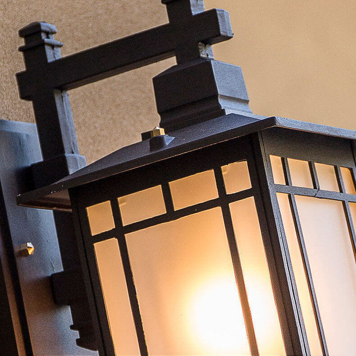 Moderne vanntette solcelle aluminiums kinesisk paviljong form 1-ledd vegglampe | Luvikno