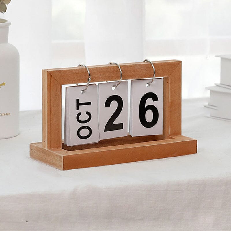 Dutch Teak Wood Skrivebordskalender | Luvikno