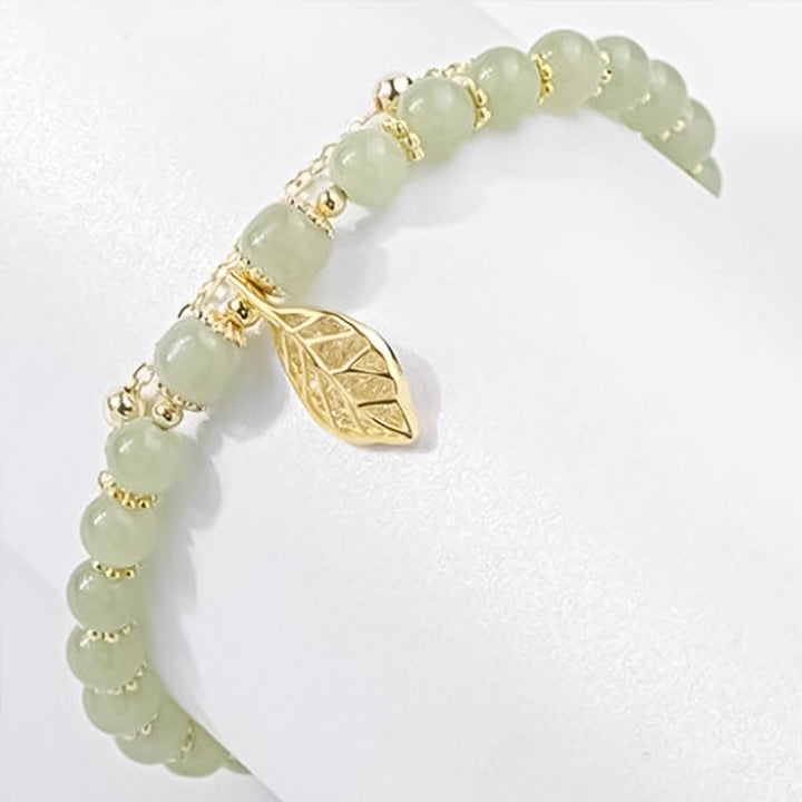 Luvikno | Hetian Jade Leaf Gold Bracelet