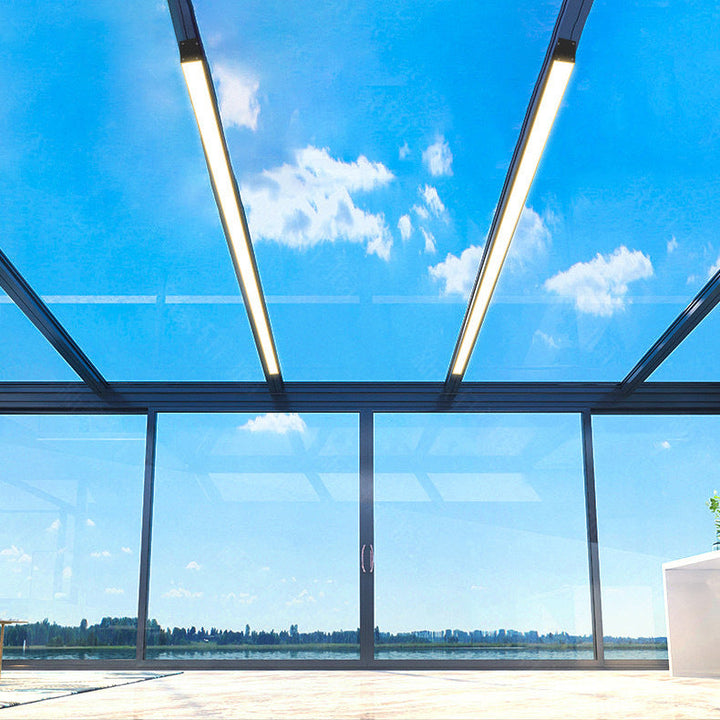 Moderne Minimalistisk Lang Rektangulær Aluminium PC LED Takmontert Lys For Utendørs Patio | Luvikno