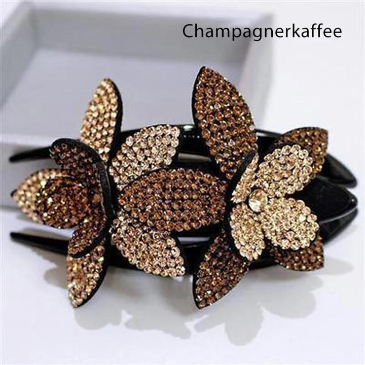 Luvikno | Rhinestone Dobbel Blomst Hårklemme