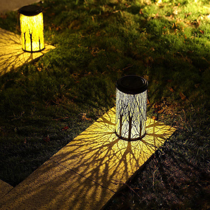 Moderne Art Deco Sol Sylinder Skjelett Lantern Jern LED Utendørs Landskapslys For Hage | Luvikno