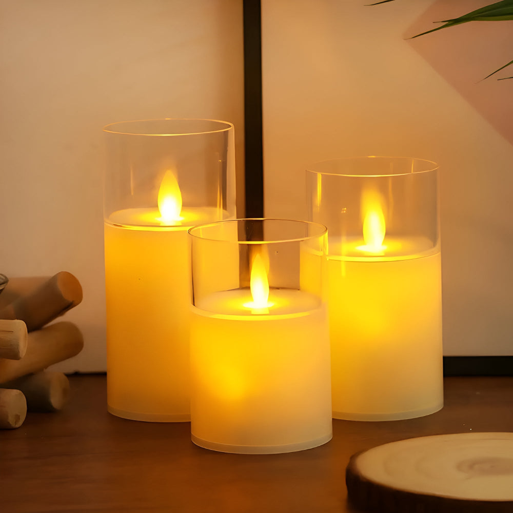 3D Flicker Flammeløs Lys Sett | Luvikno