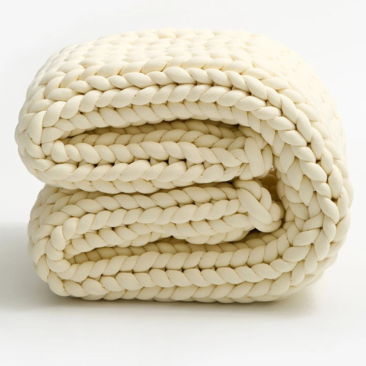 Chunky Knit Throw Håndlaget Vektet Teppe - SUPER KOSY & BEROLIGENDE TEPPE Luvikno