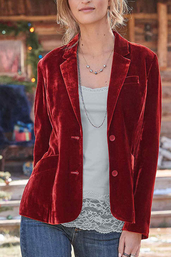 Luvik | Samt yksivärinen muotitietoinen rento takki